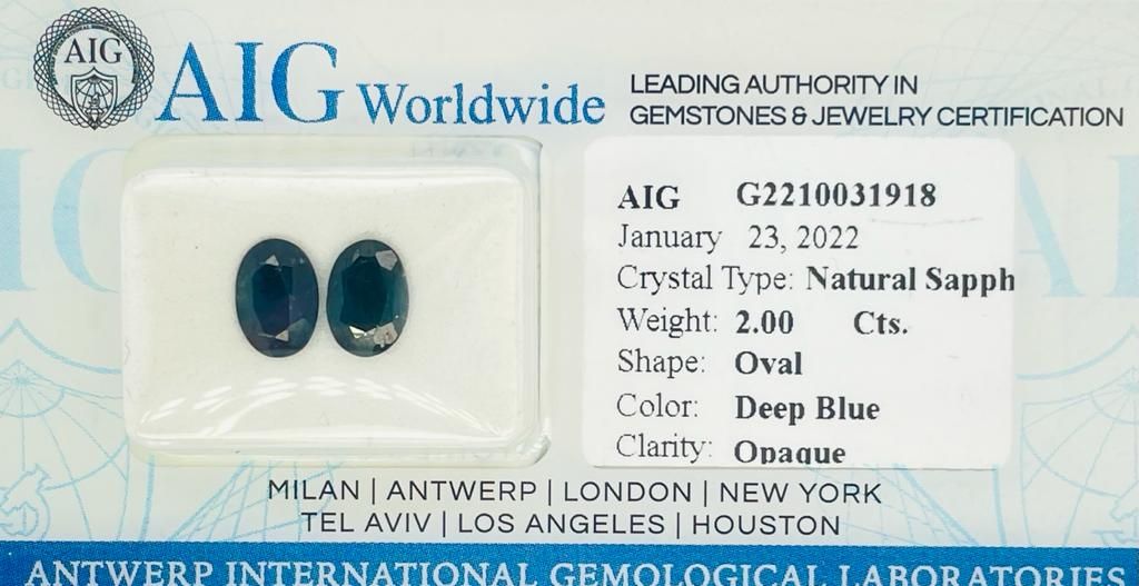 Null 2 SAPPHIRES 2.00 ct - TOTAL OVAL CUT - DEEP BLUE - PR10102-17 - U