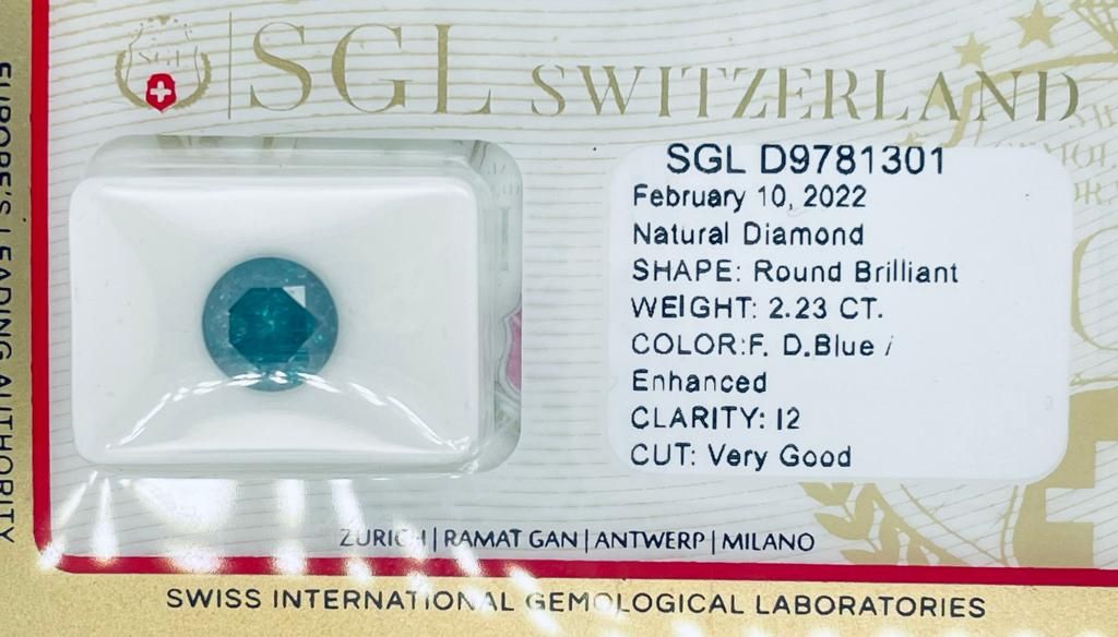 Null 1 DIAMOND 2,23 CT FANCY DEEP BLUE (DIAMOND COLOR ENHANCED - I2 - SHAPE BRIL&hellip;
