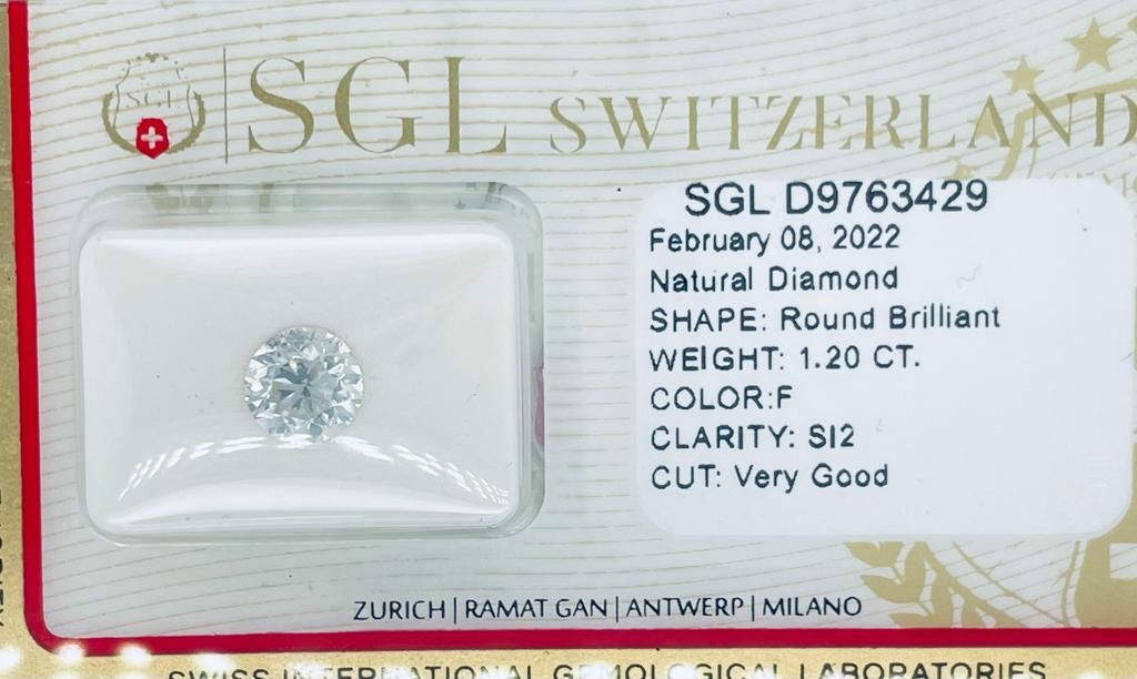 Null 1 DIAMOND 1,5 CT F - SI2 - SHAPE BRILLANT - CERT SGL - C20208-3