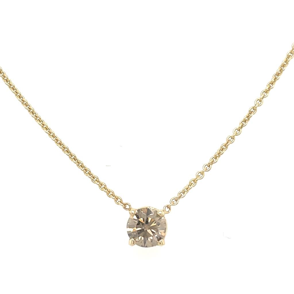 Null 14K YELLOW GOLD 1.97G DIAMOND NECKLACE 0.56 CT NATURAL FANCY DEEP BROWN/VS1&hellip;