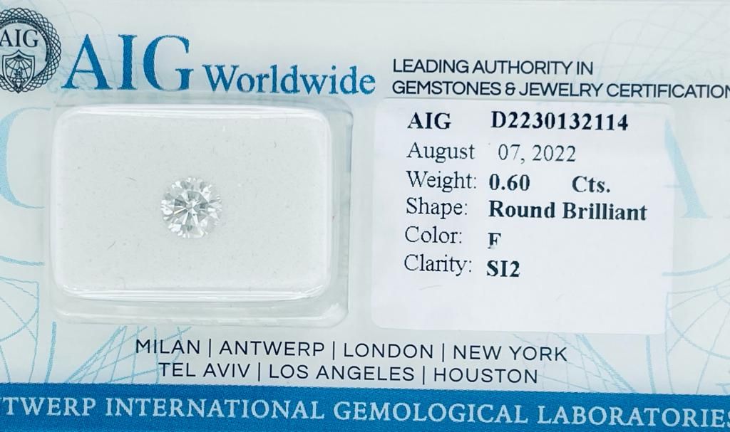 Null 1颗钻石0.6克拉F-SI2-明亮型切割-AIG证书-C20807-11