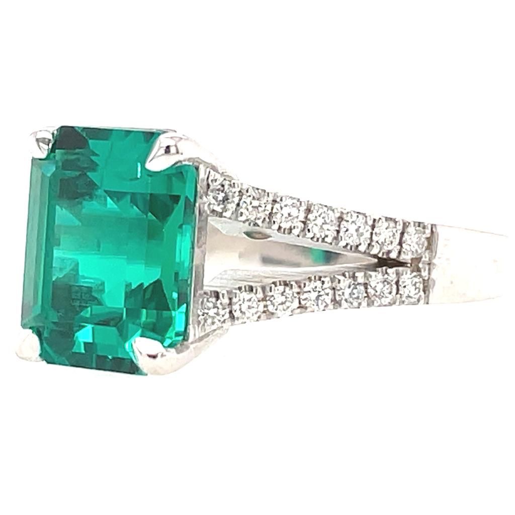 Null 14K WHITE GOLD RING 4.98G EMERALD LAB GROWN 2.96 CT AND DIAMONDS 0.28 CT TO&hellip;