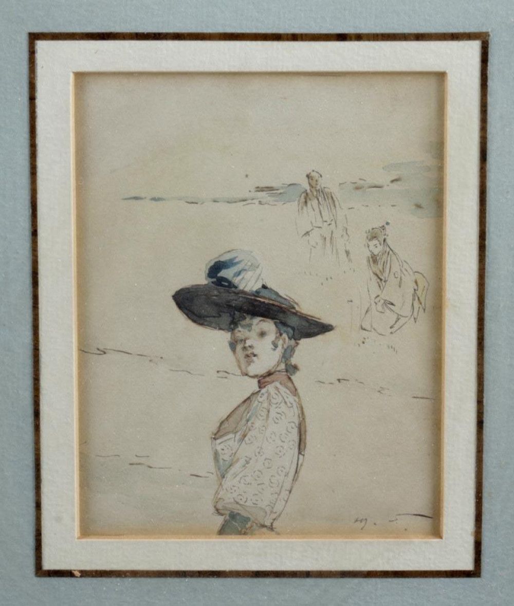 Henri SOMM Henri Somm (1810-1889), L'Elegante et deux Japonais, 13 x 10 cm, aqua&hellip;