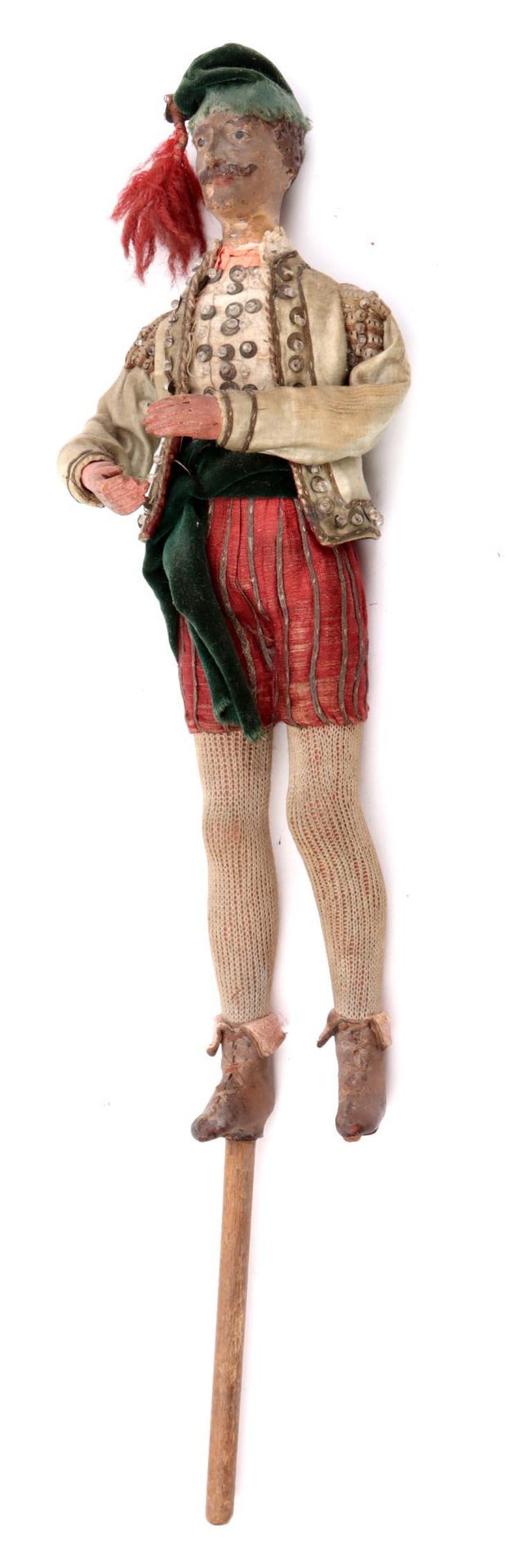 Null Poupée marionnette ancienne en forme d'homme, h.52 cm.