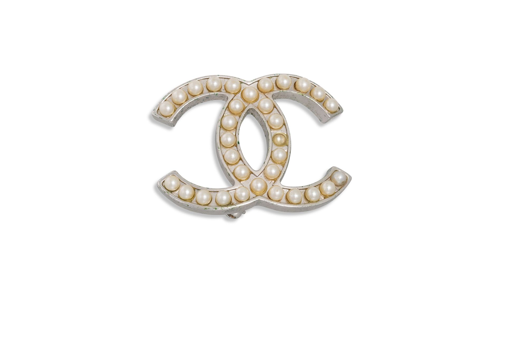 CHANEL France 2005 Double-sided Crystal CC's and Imitation Pearl