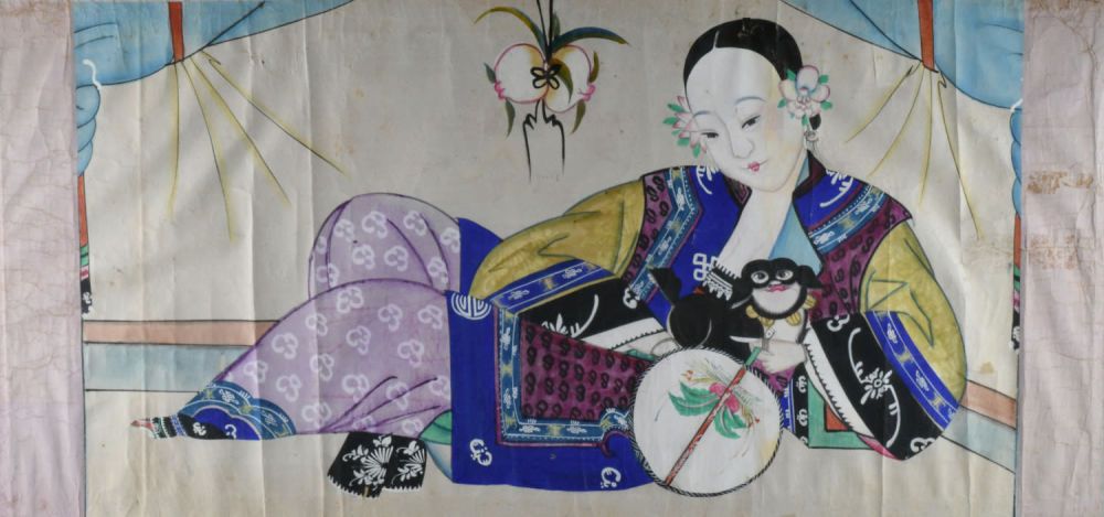 Xilografia Giapponese del XIX sec a colori raffigurante figura femminile. Giappo&hellip;
