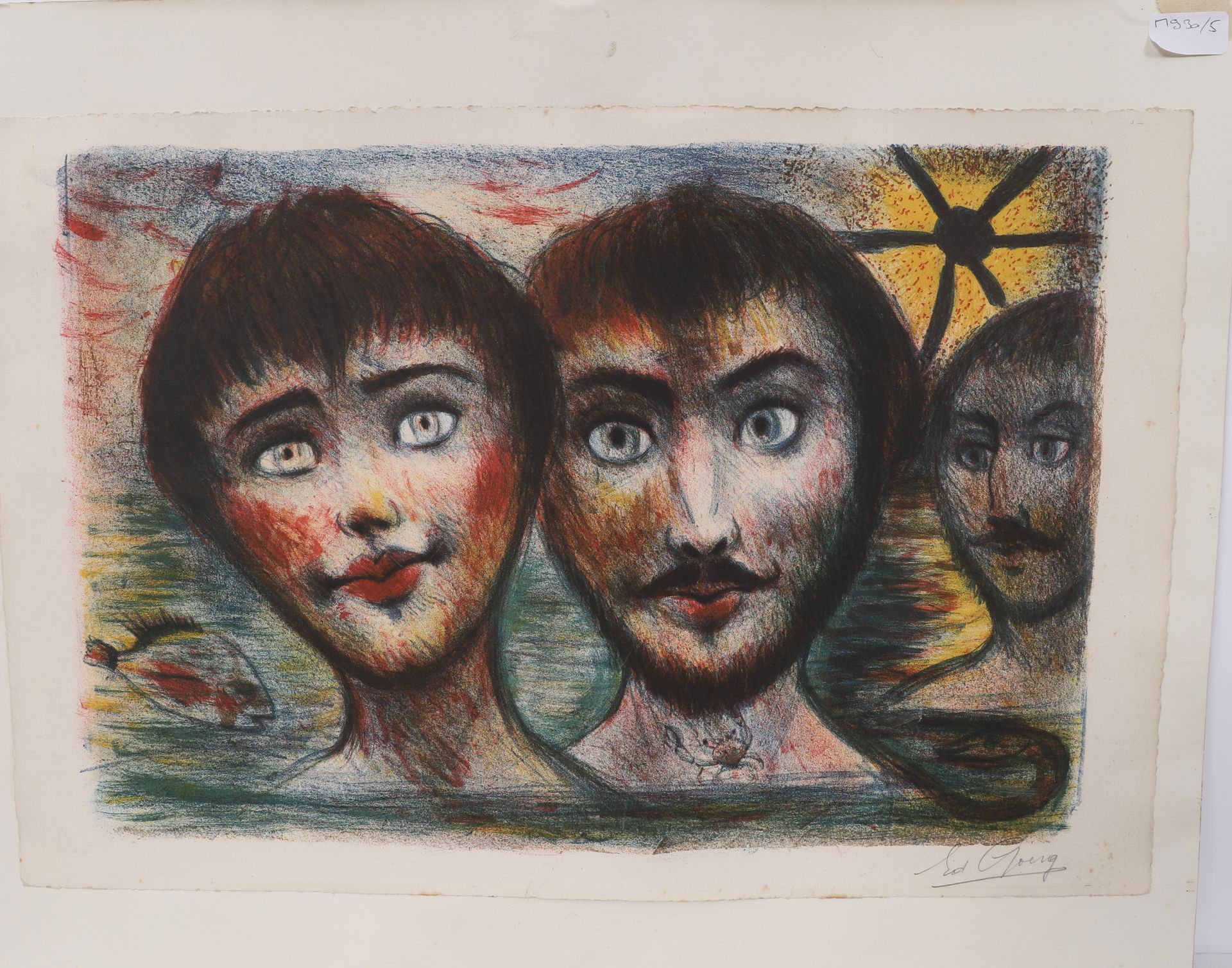 Null 爱德华-约瑟夫-古尔格（1893-1969）的石膏画 "3张脸"。

纸上，右下角有签名 "ED.乔治"，并在左下方盖上干印

20世纪

38 x &hellip;