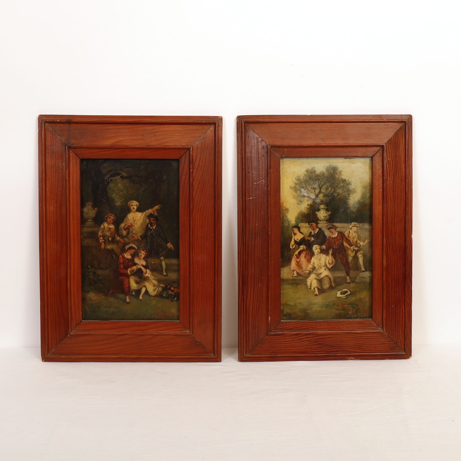 Null Pair of paintings "SCENES OF DRESSED GAMES" EARLY 19th CENTURY

Oils on pan&hellip;