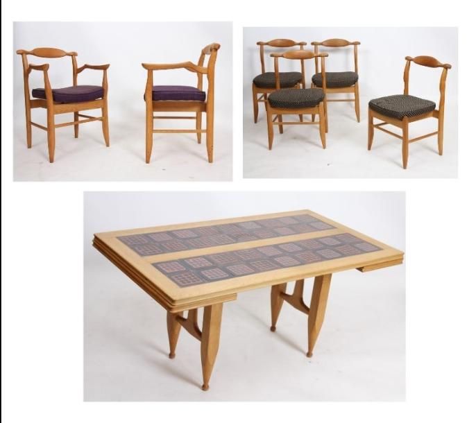 Null 罗伯特-吉耶尔梅-雅克-尚布隆的餐厅家具（20）--Edition Votre Maison

浅色橡木家具，由一张带两个延伸部分的桌子组成，上面装饰&hellip;