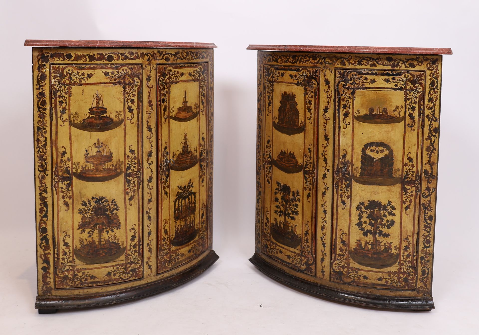 Null RARE PAIR OF ARTE POVERA CORNERS WITH CHINESE DECORATION ITALY 18th century&hellip;