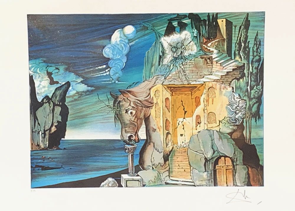 Salvador Dali 萨尔瓦多-达利(1904-1989)的石膏画 "STUDY FOR A MAD TRISTAN"。
铅笔签名，标有 "EA
55 x&hellip;