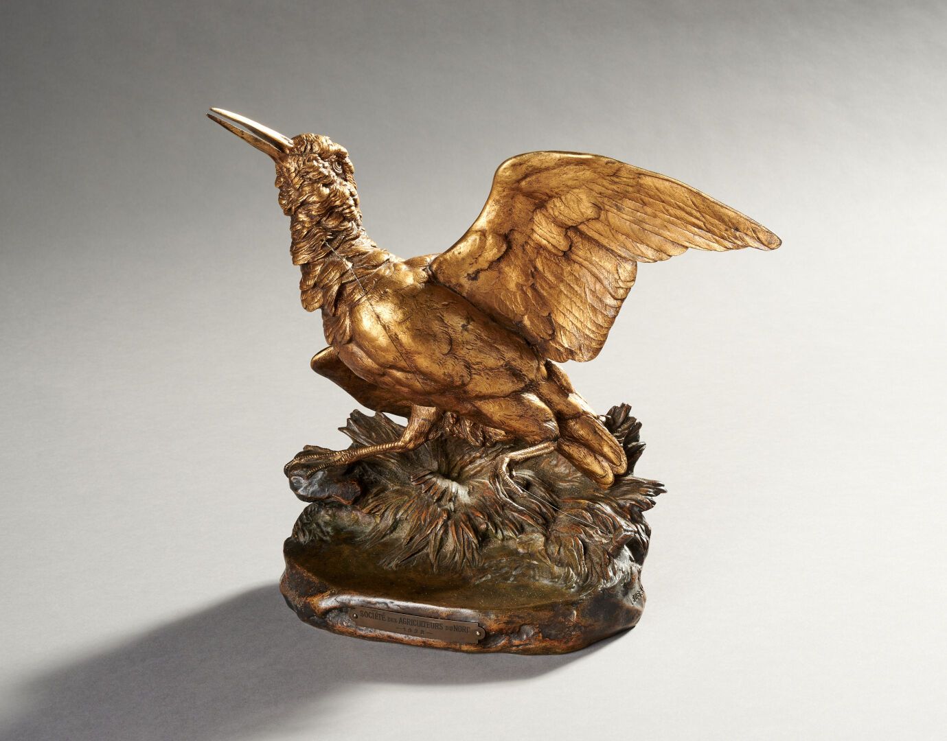Null 莱昂-布雷奥 (1866-1906)

"被困的伍德克"。

带有棕色和金色铜锈的青铜。签名。

巴黎青铜器公司的圆形邮票，编号为C220

34 x&hellip;