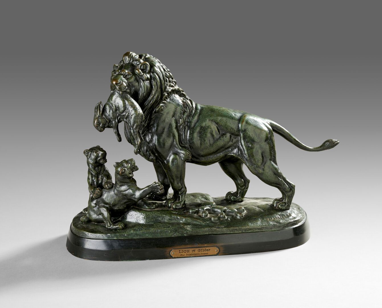 Null 爱德华-保罗-德拉布利埃(1829-1912)

"第一场"。

青铜，有阴影的棕色铜锈。签名。标题卡。

48 x 60 x 26 厘米