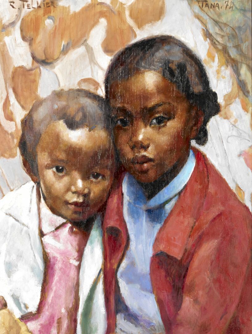 Null 雷蒙-泰利耶(1897-1985)

"塔纳瑞夫的孩子"。

左上角有签名的板面油画。本地化，日期为Tana 74。

65 x 50厘米