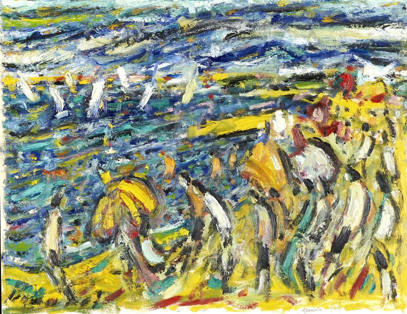 Null Joseph FRANCELI (生于1938年)

"塞特的海滩

纸上油画，裱在画布上，右下方有签名和标题

39 x 49 厘米

用黑色的美国&hellip;