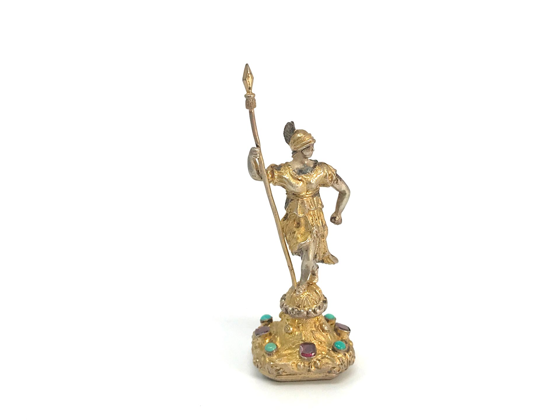 Null Timbro "Renommée" In bronzo argentato e dorato. La base con ametiste e turc&hellip;