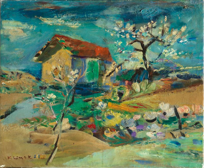 Null Ludwig KLIMEK (1912 - 1992) Country landscape in spring Oil on canvas signe&hellip;