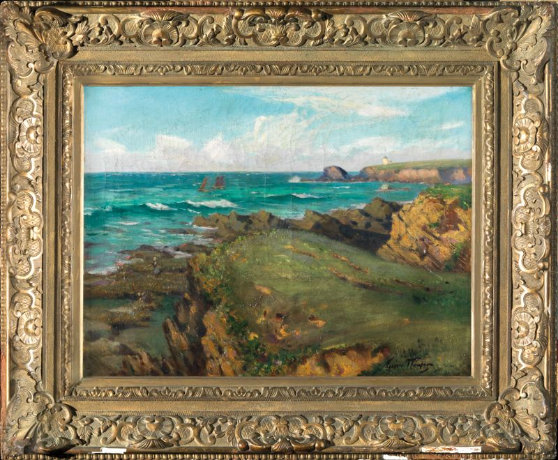 Null Gabriel THOMSON (1861 - 1939) Côte rocheuse Huile sur toile signée en bas à&hellip;