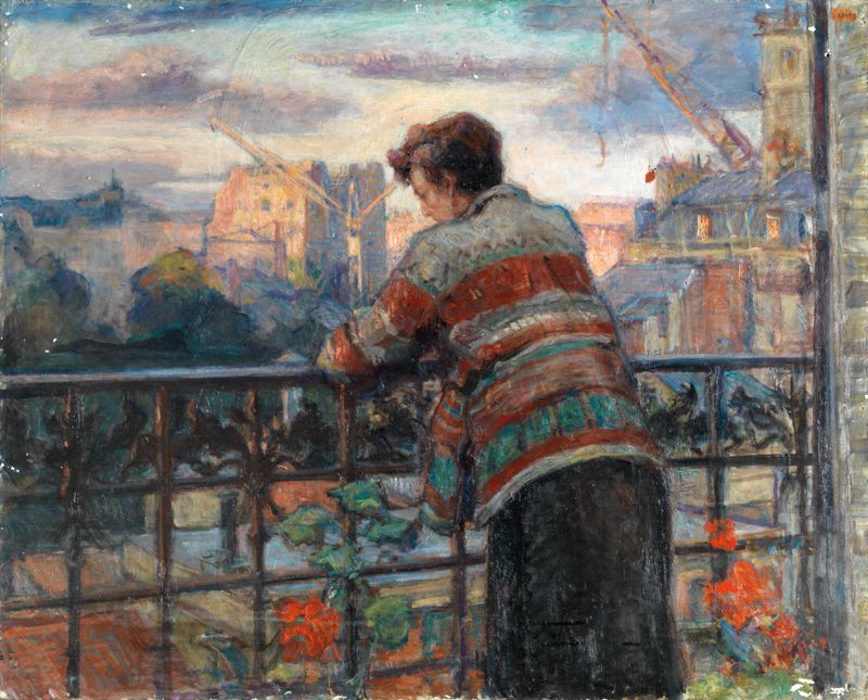 Null 
Lucienne de MEIFFREN (1895 - 1995) Au balcon sur les jardins de la rue du &hellip;