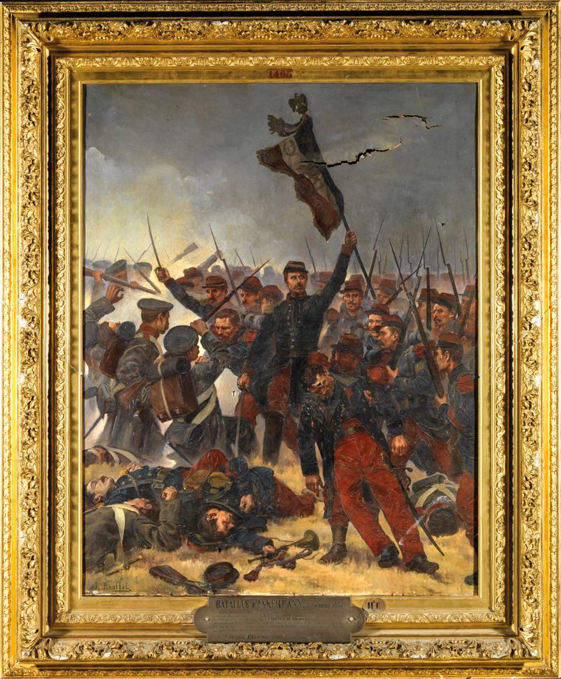 Null Jules ROUFFET (1862 - 1931) La batalla de Inkerman Óleo sobre lienzo firmad&hellip;
