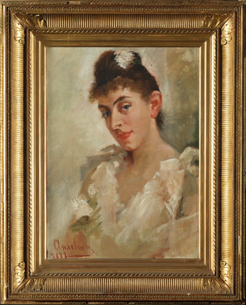Null Maria LACROIX dite ANSELMA (1831 - 1907) Portrait de femme Huile sur toile &hellip;