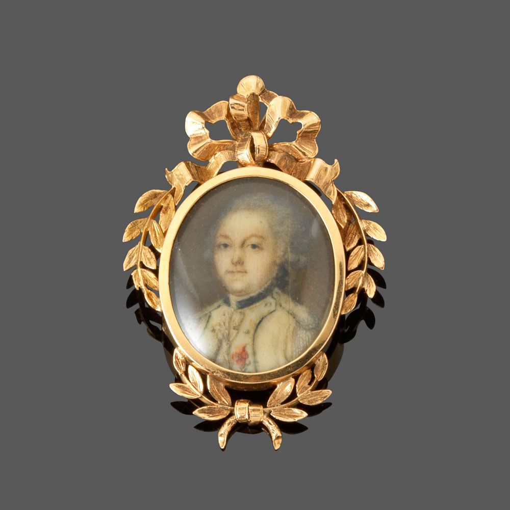 Null Broche pendentif "Miniature ovale". Fin du XVIIIe siècle. Charmant médaillo&hellip;