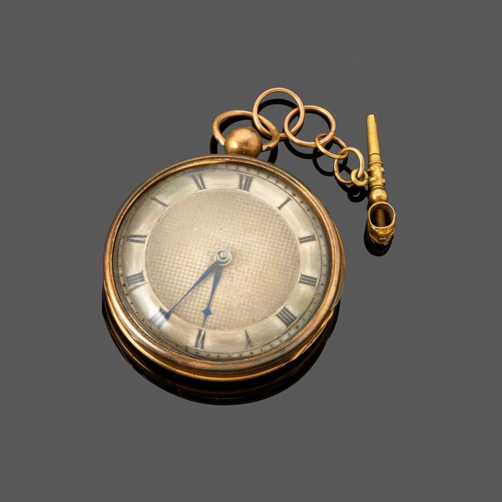 Null Montre de poche en or vers 1820 par Alibert. Avec une clé de remontage en o&hellip;