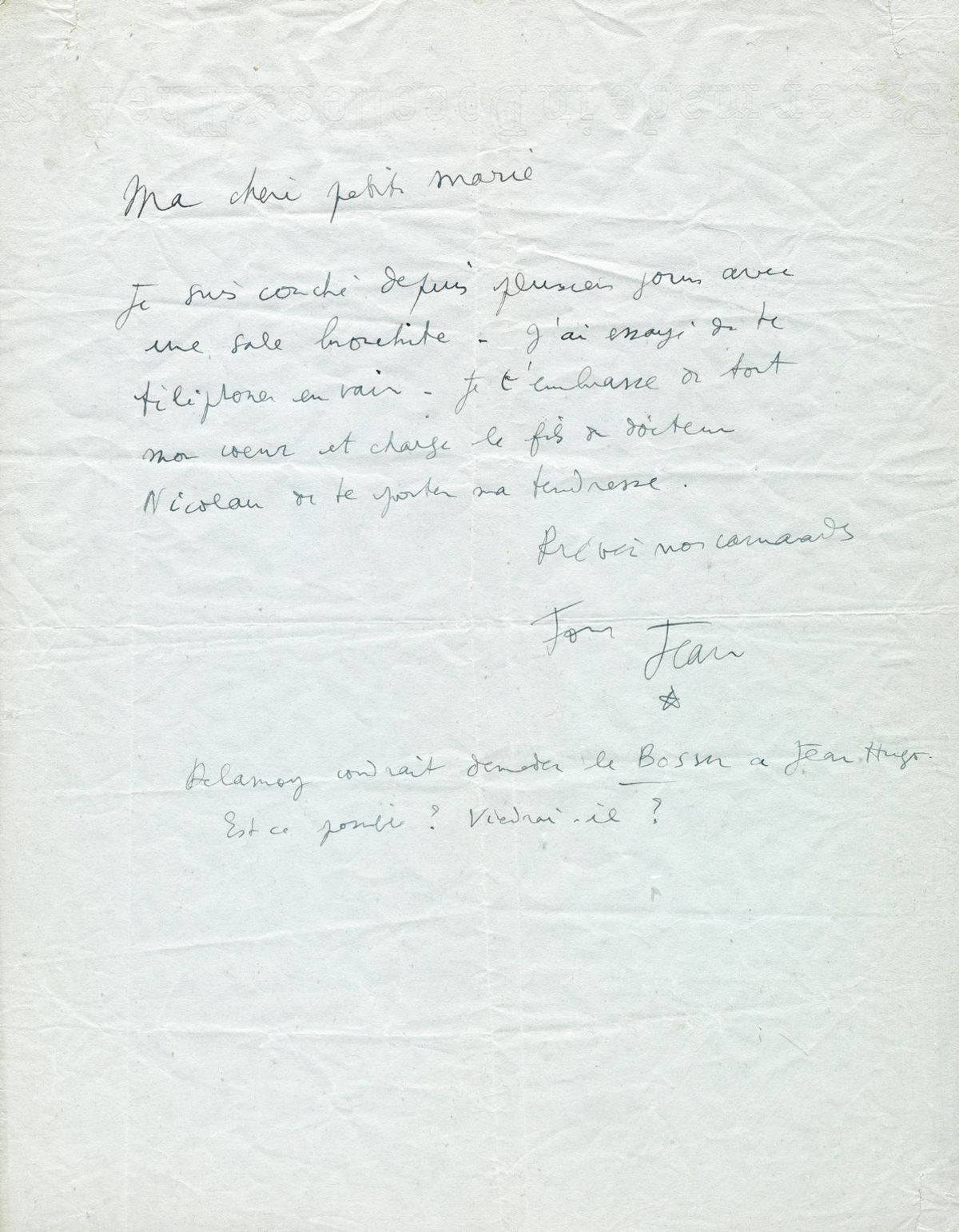 Null COCTEAU (Jean) L.A.S. To Marie Bell of 1 page (21x27) of 9 lines, undated. &hellip;