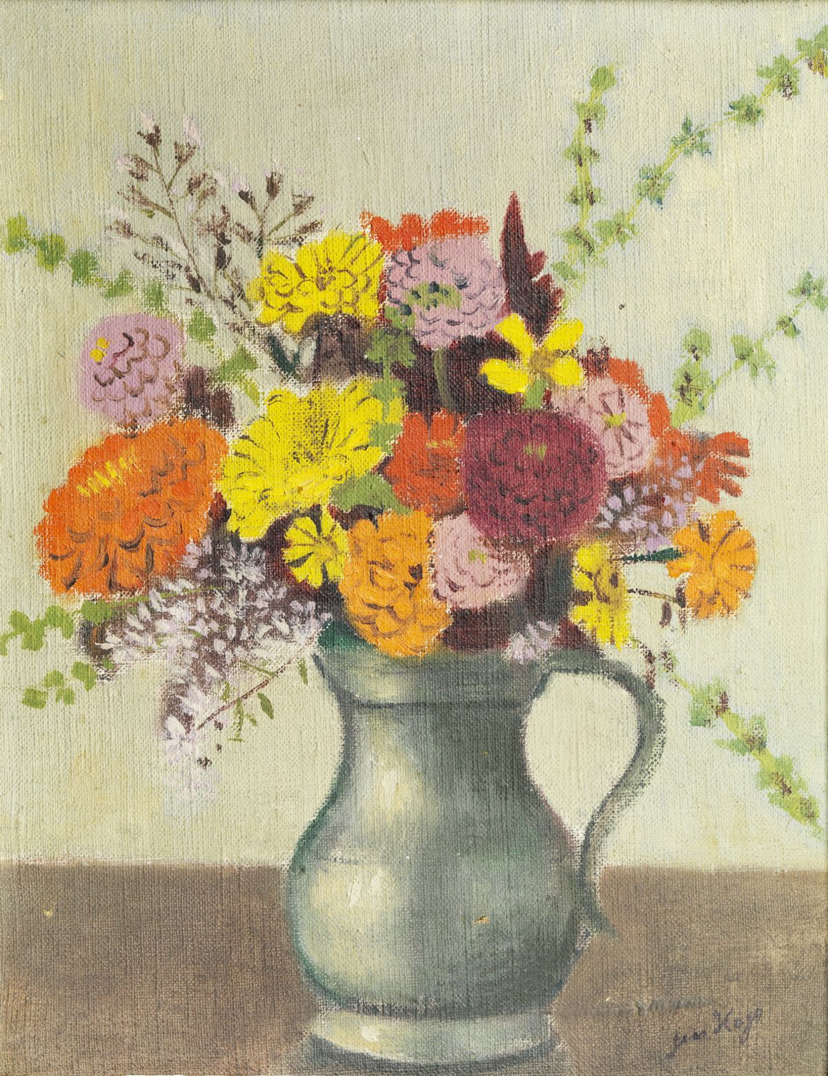 Null Jean HUGO (1894 - 1984) Vase de fleurs Huile sur toile signée en bas à droi&hellip;