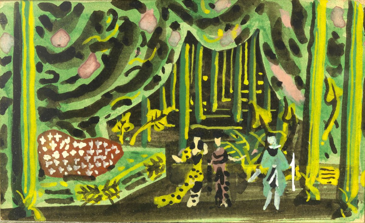 Null Jean HUGO (1894 - 1984) 为《安东尼与克里奥帕特拉》剧组绘制的草图 背面的水粉作品："献给玛丽，我的老尼罗河的蛇，爱你的Jean&hellip;