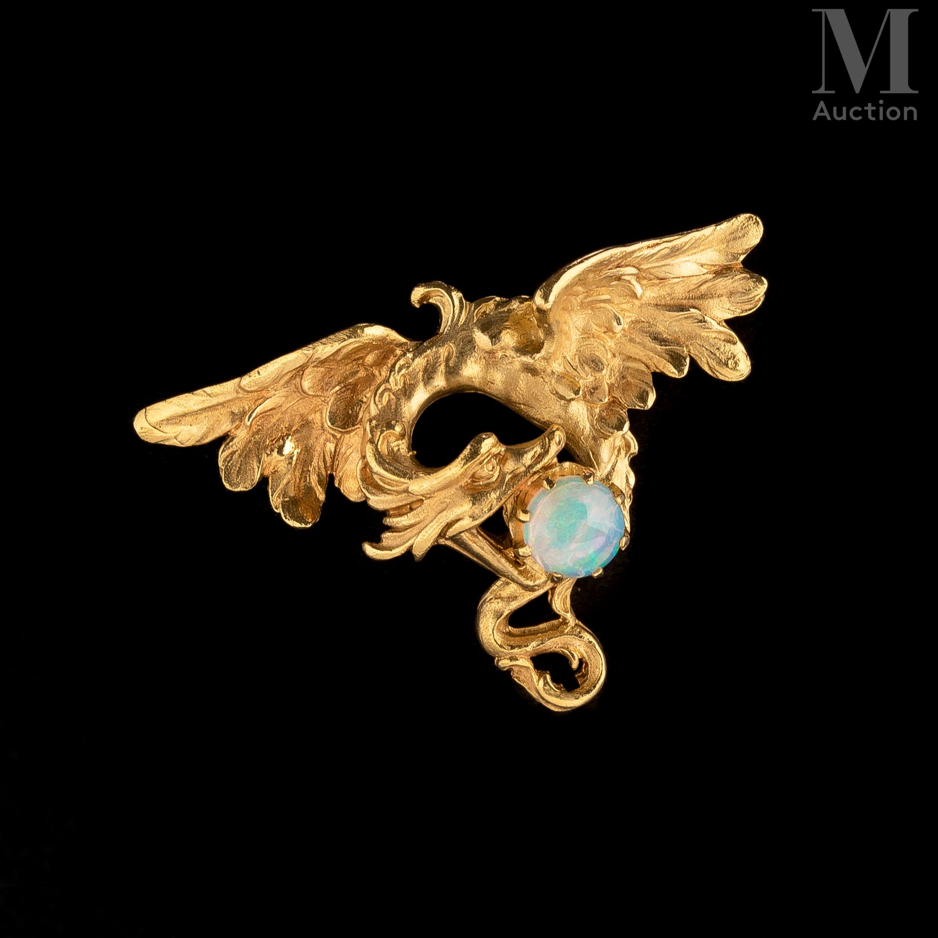 Broche chimère Brooch in yellow gold 18k (750 thousandths) representing a chimer&hellip;