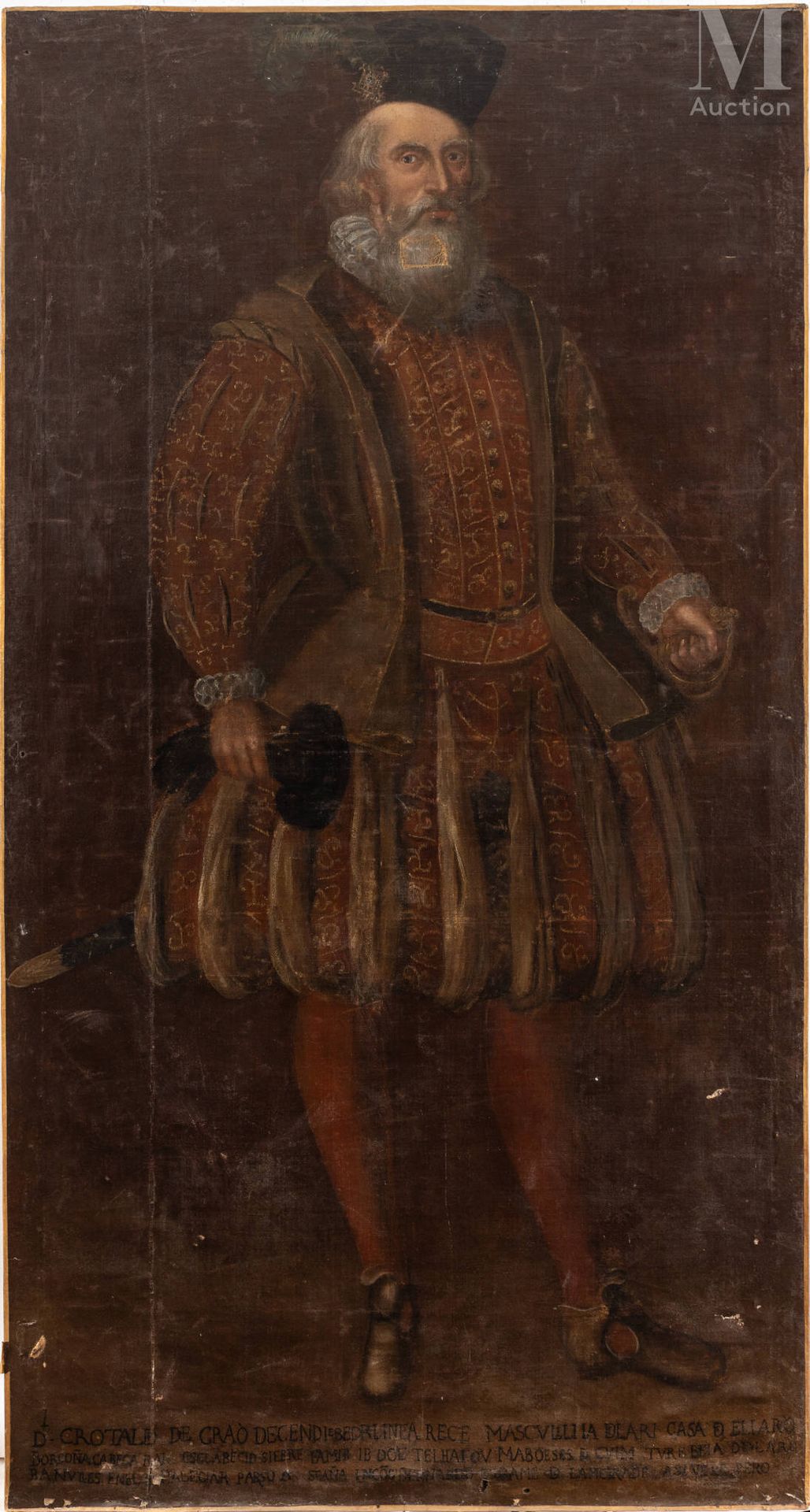 Ecole espagnole ou portugaise du XVII ème 绅士肖像

布面油画
下部有铭文。
212 x 113 厘米。 
(修复和意&hellip;