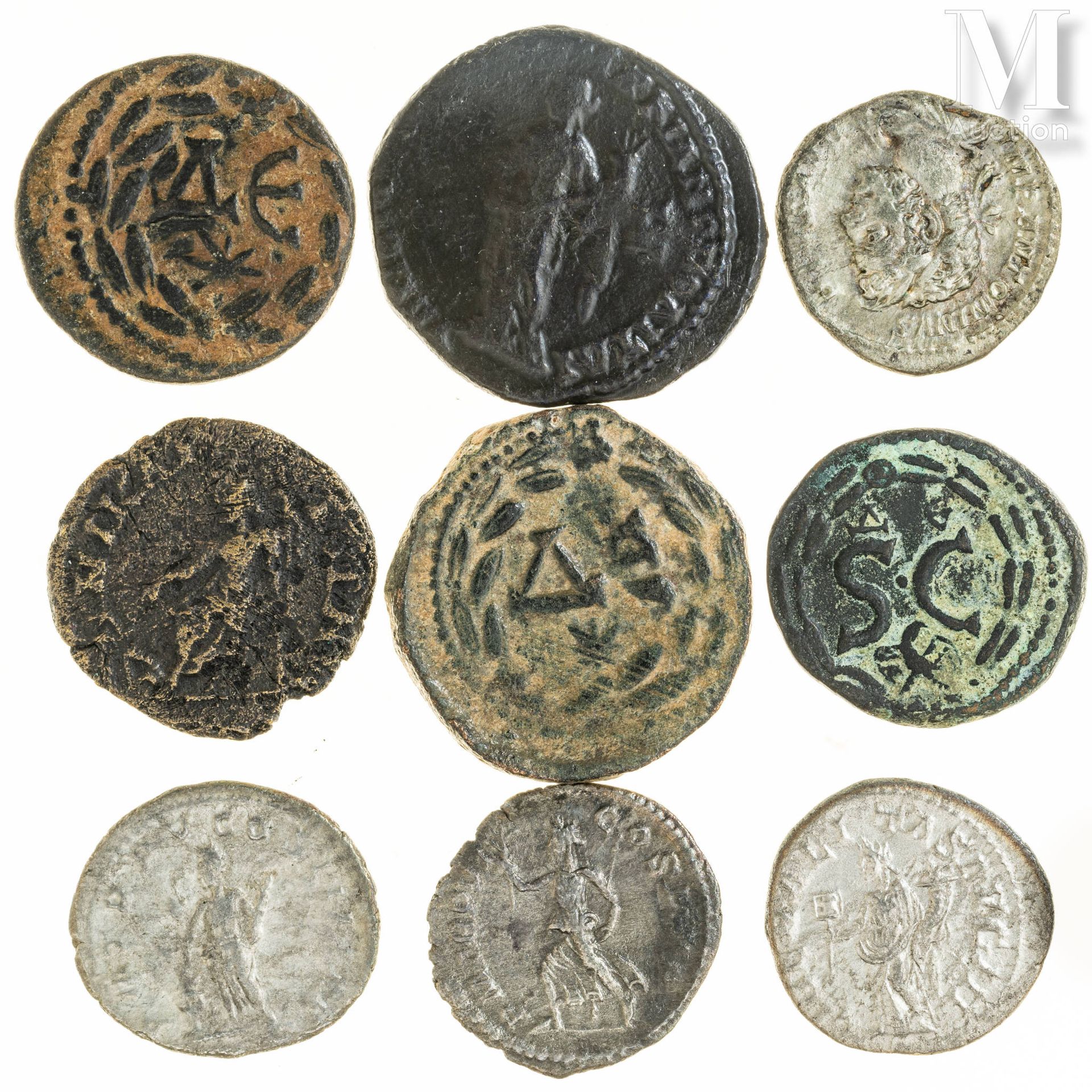 Rome - Elagabal (218-222) Lotto di nove monete varie tra cui quattro denari e ci&hellip;