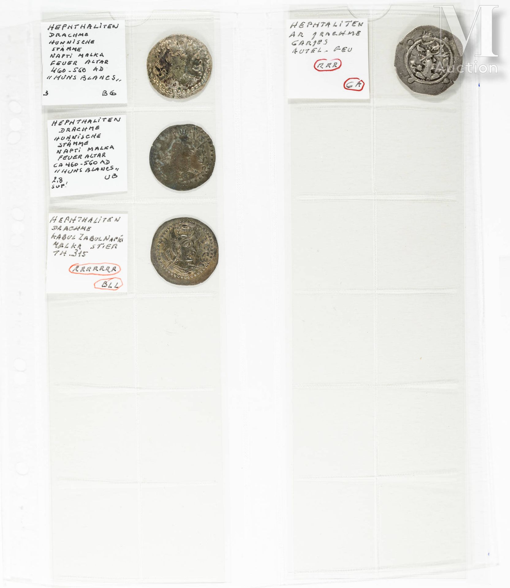 Hephtalites - Collection de monnaies comprenant des oboles, statères et drachmes&hellip;