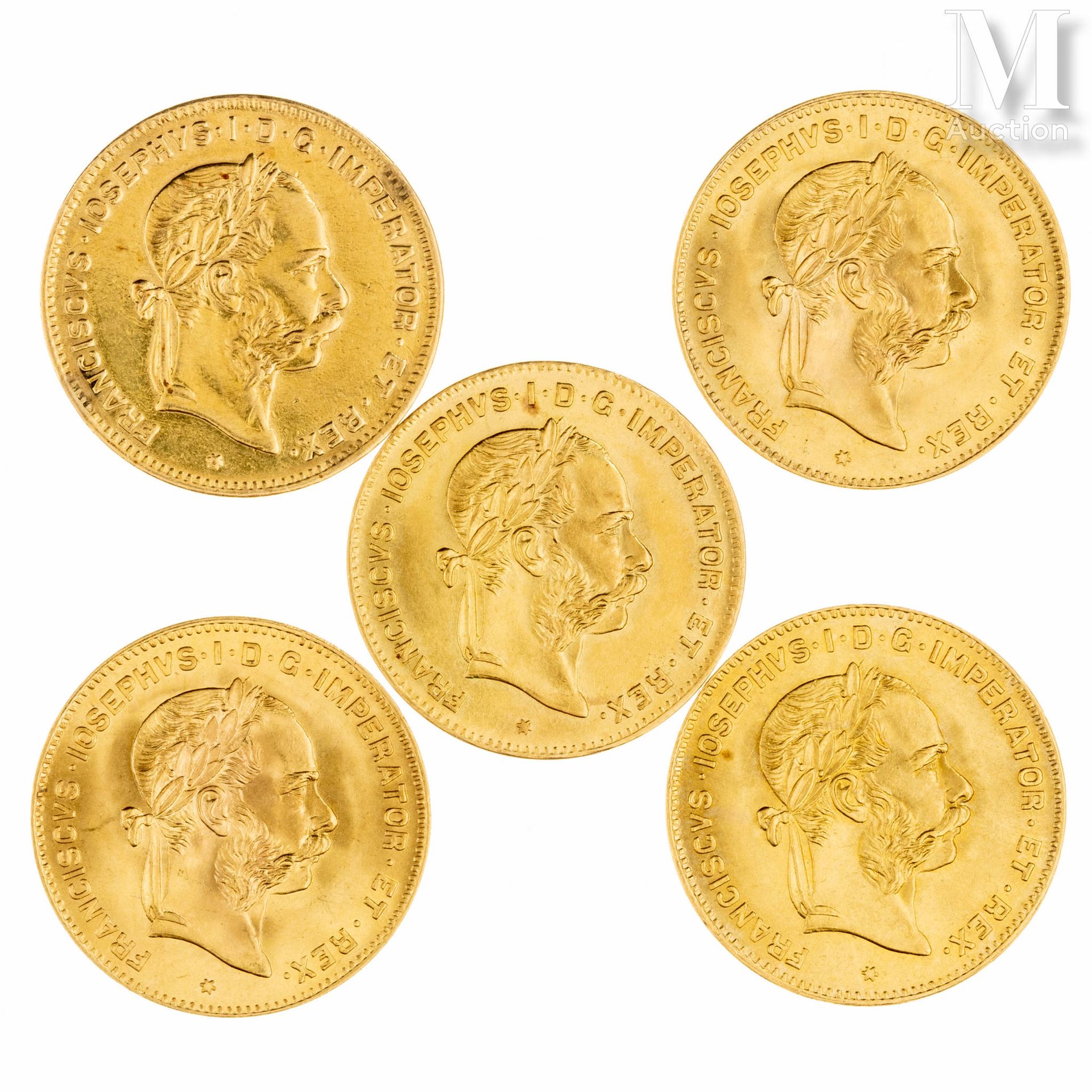 Autriche - François Joseph Ier (1848-1916) Lot von fünf 4 Gulden oder 10 Franken&hellip;