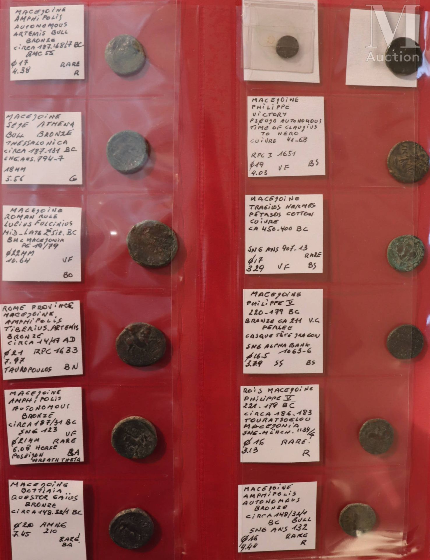 Macédoine - Divers Importante collezione in un raccoglitore di bronzi macedoni c&hellip;