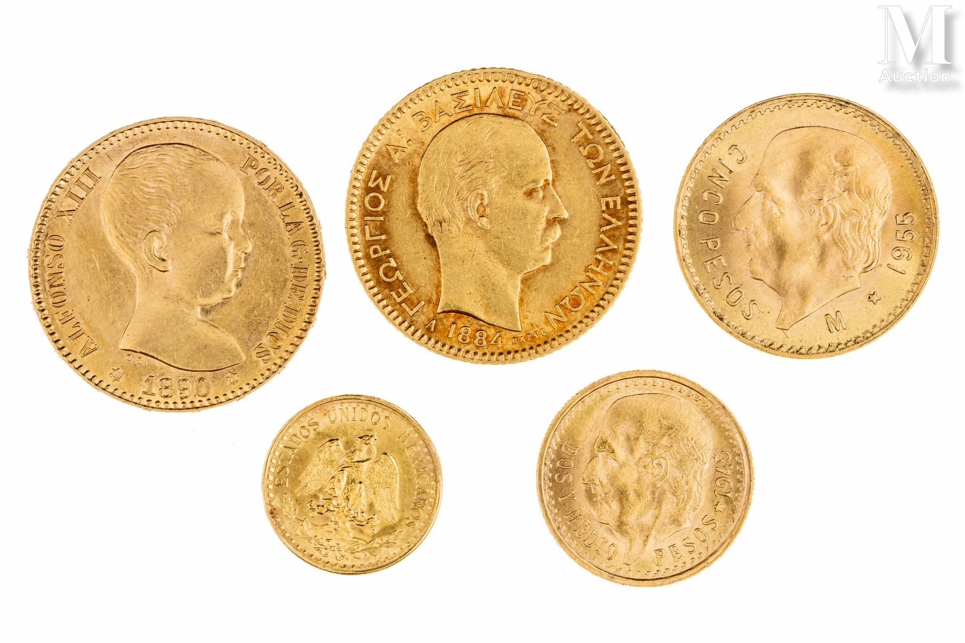 Monde - Divers Lot de monnaies en or comprenant : 
-Une 2 pesos Mexique
-Une 2,5&hellip;