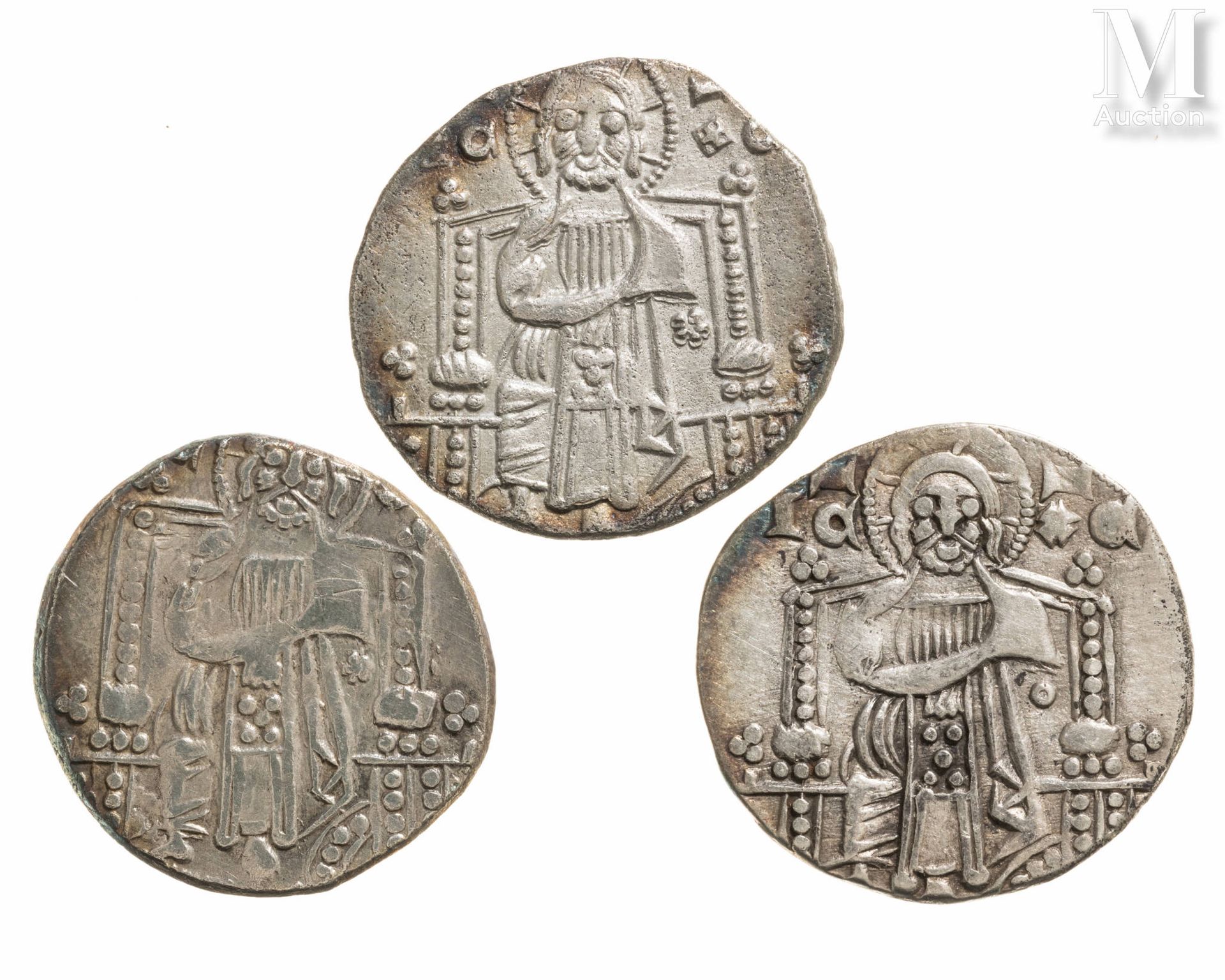 Venise - Giovanni Saranzo (1312-1328) Lot of three grossi
A: The doge and Saint &hellip;