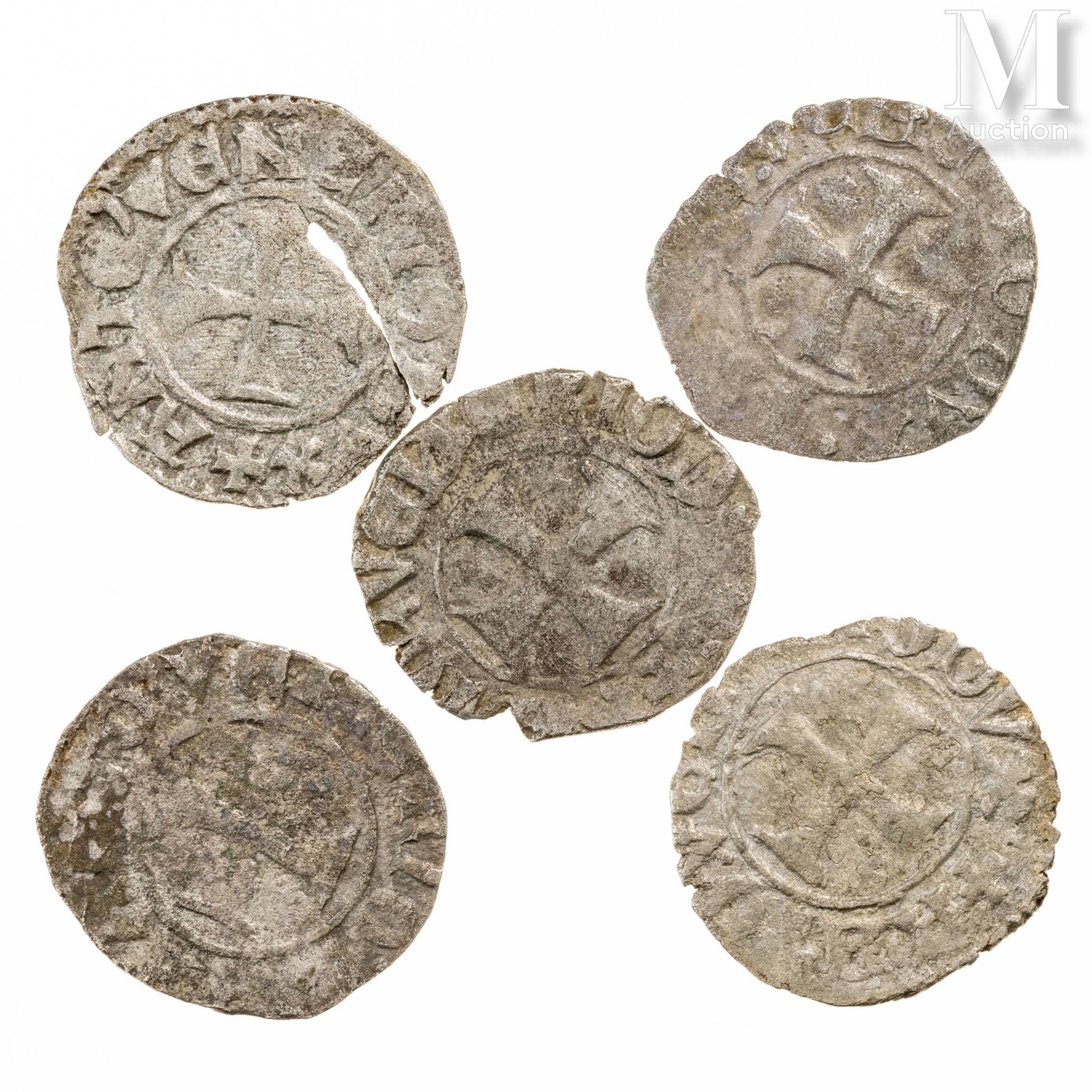 Venise - Antonio Venier (1382-1400) Set of five torneselli
A: Cross
R: Lion
Cond&hellip;