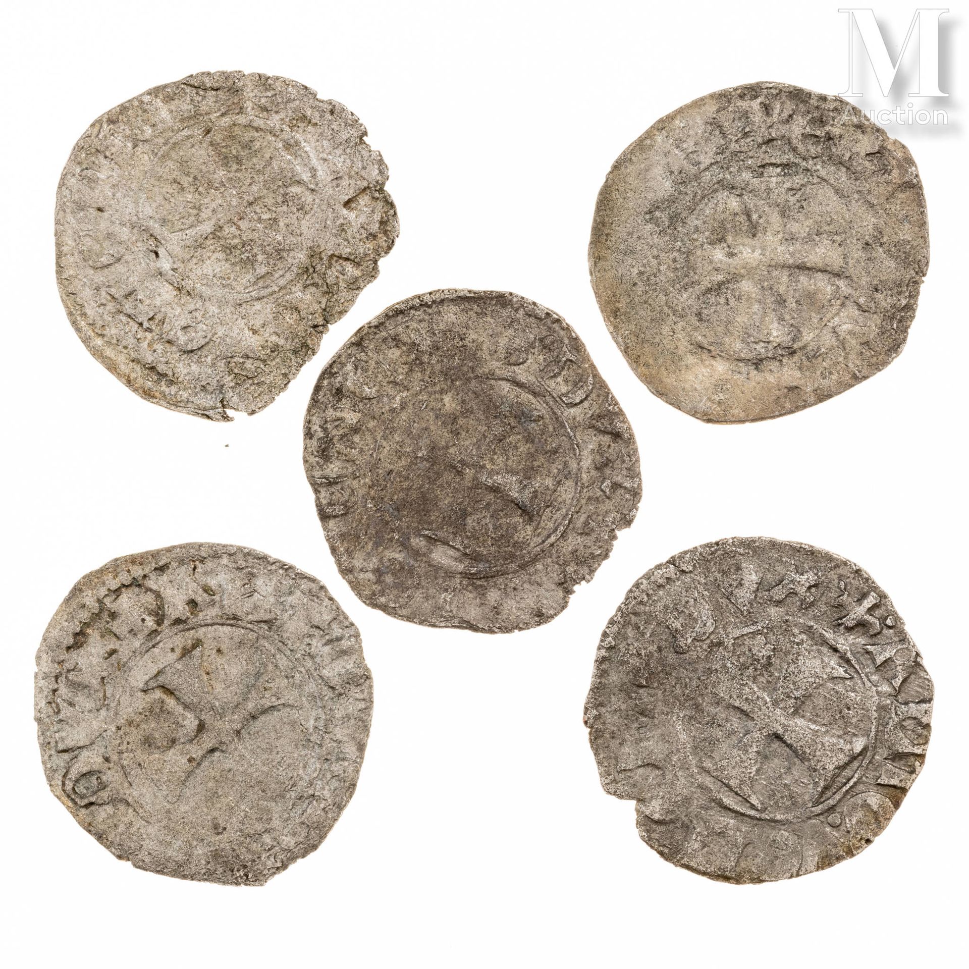 Venise - Antonio Venier (1382-1400) Set of five torneselli 
A: Cross
R: Lion
Con&hellip;