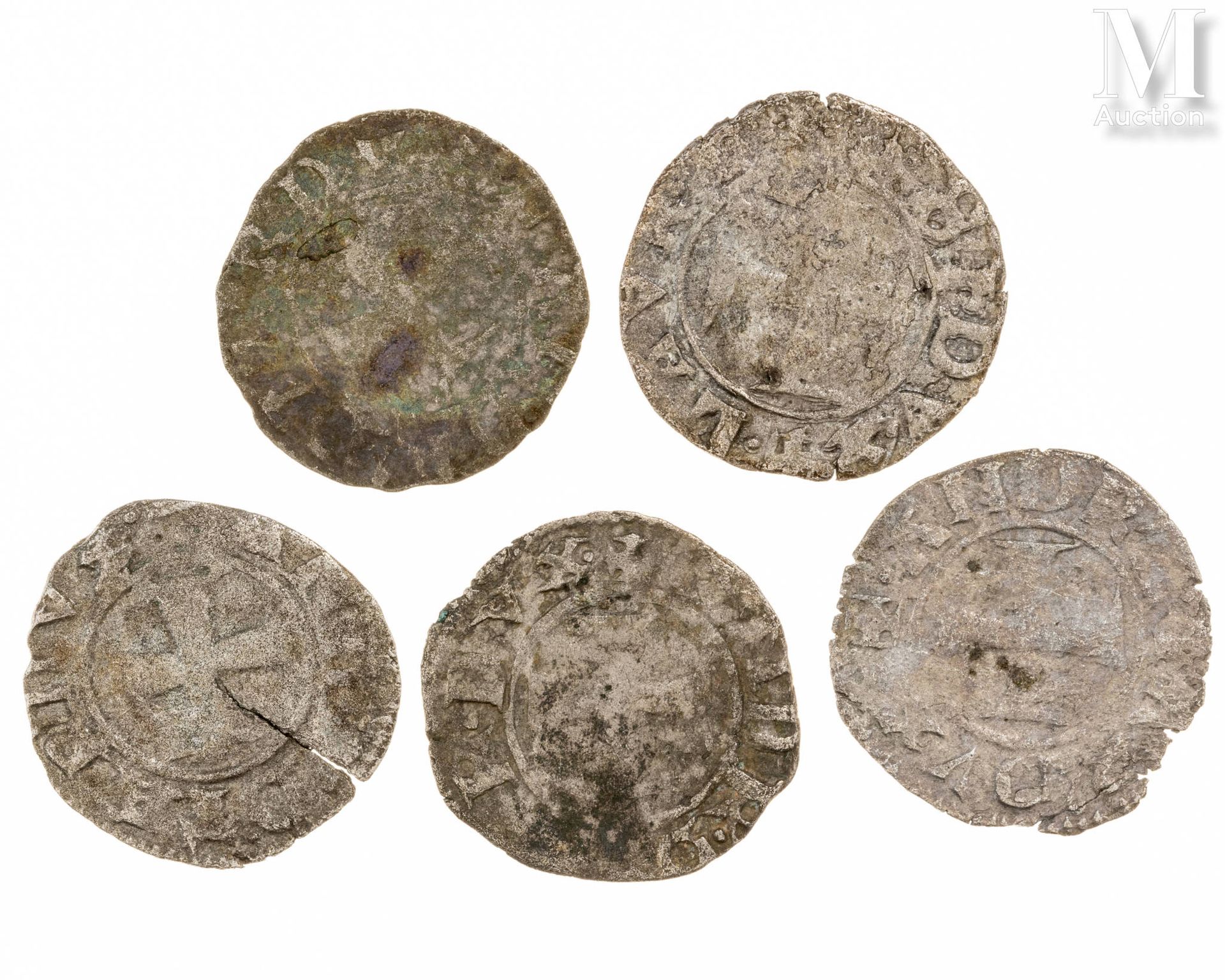 Venise - Andrea Contarini (1367-1382) Set of five torneselli 
A: Cross
R: Lion
C&hellip;