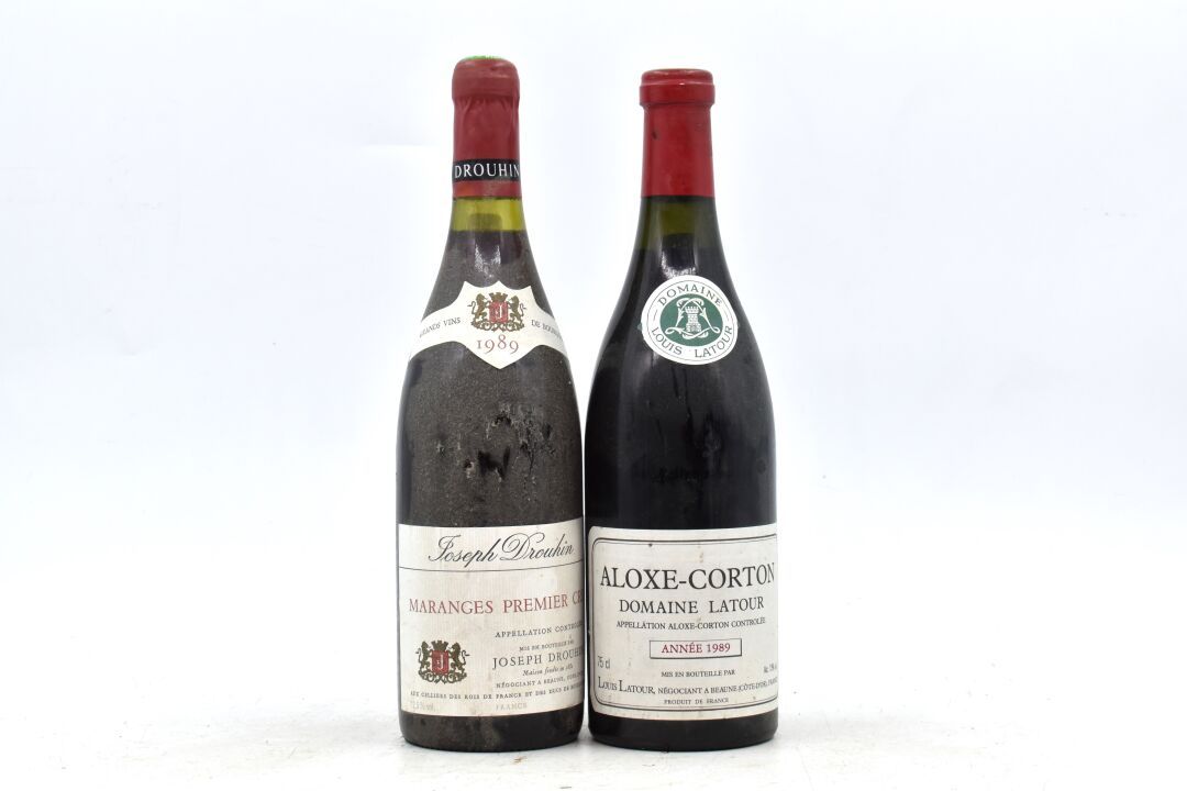 Réunion de 2 bouteilles de Marange et d'Aloxe-Corton comprenant : - 1989年马兰士顶级葡萄&hellip;