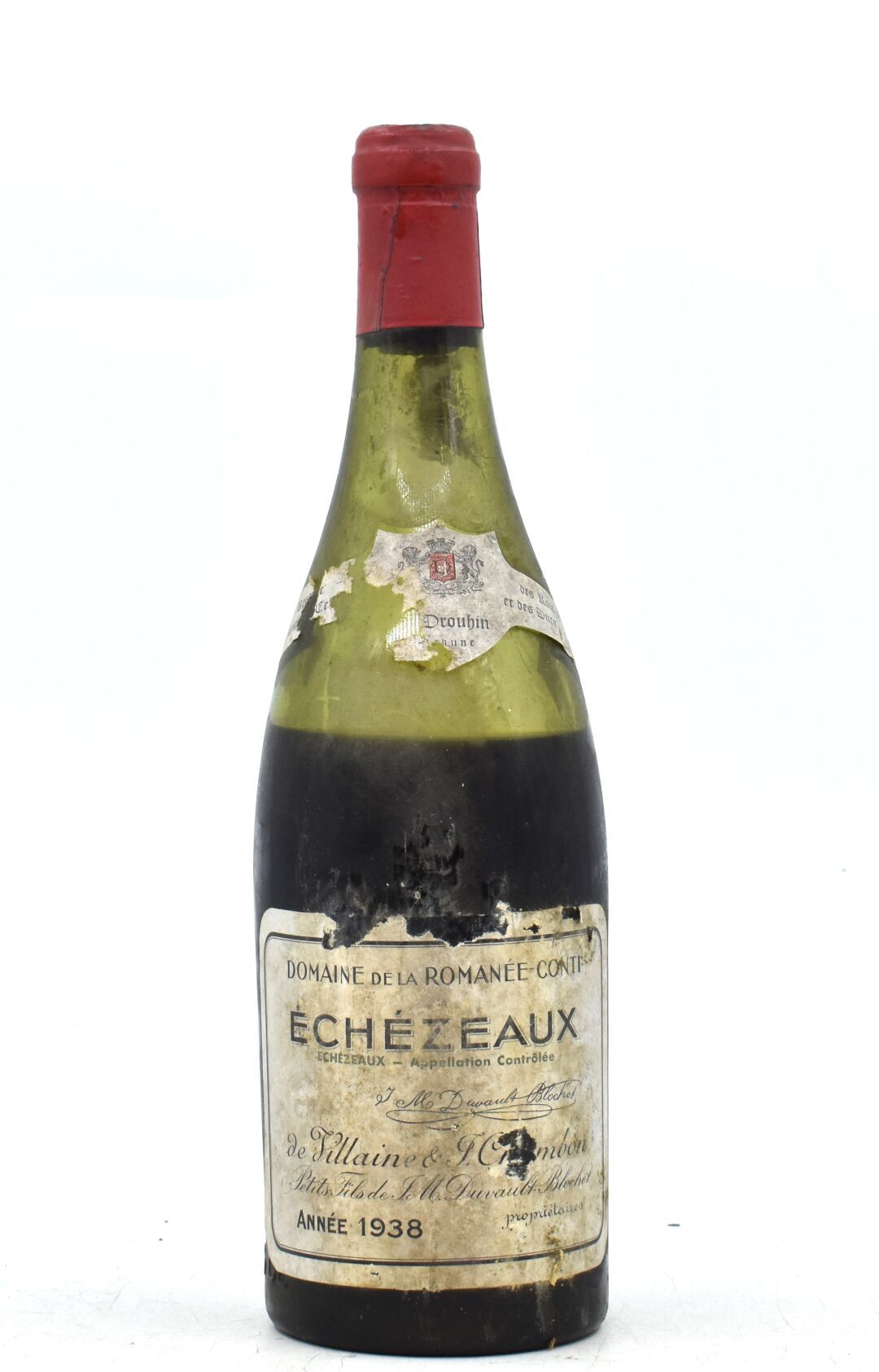 Null 1瓶Echézeaux。1938.罗曼尼-康帝酒庄把约瑟夫-德鲁安。 
水平：胶囊下-10厘米。 
损坏的标签。

出处：从凡尔赛的一个私人酒窖中重新&hellip;