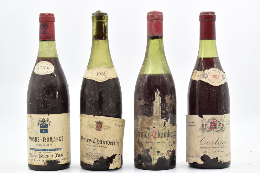 Réunion de 4 bouteilles de Côte de Nuits comprenant : 1 bouteille de VOSNE-ROMAN&hellip;