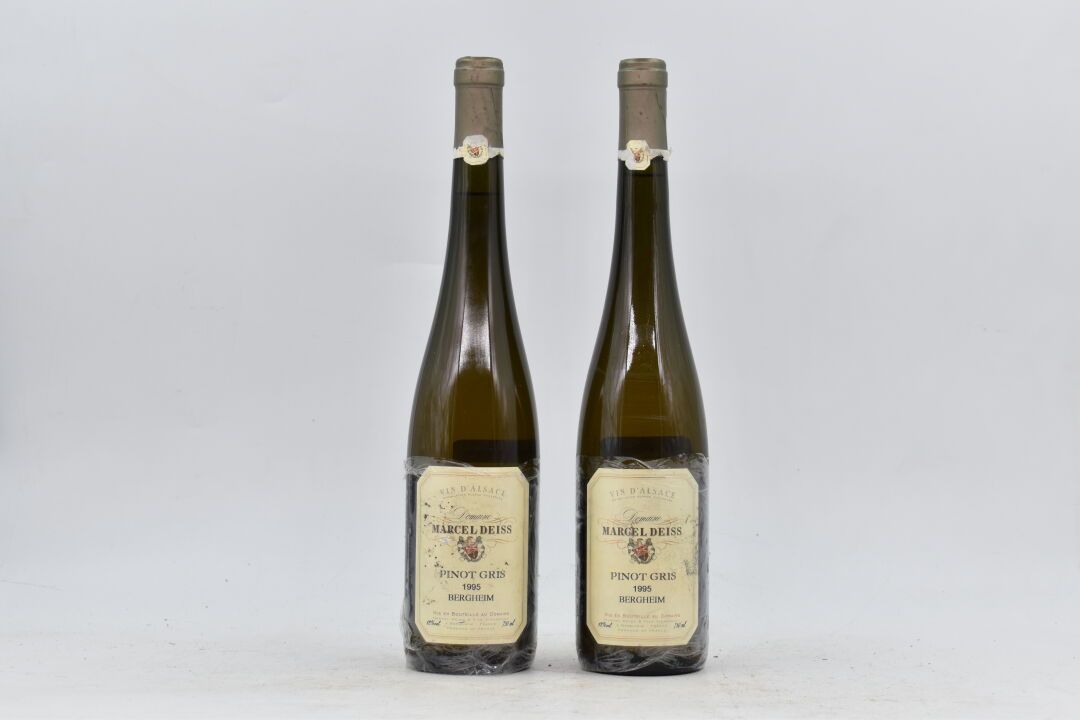 Null 2瓶 阿尔萨斯，灰皮诺 "贝格海姆 "1995，马塞尔-戴斯酒庄
胶囊下-1和-2厘米的水平。