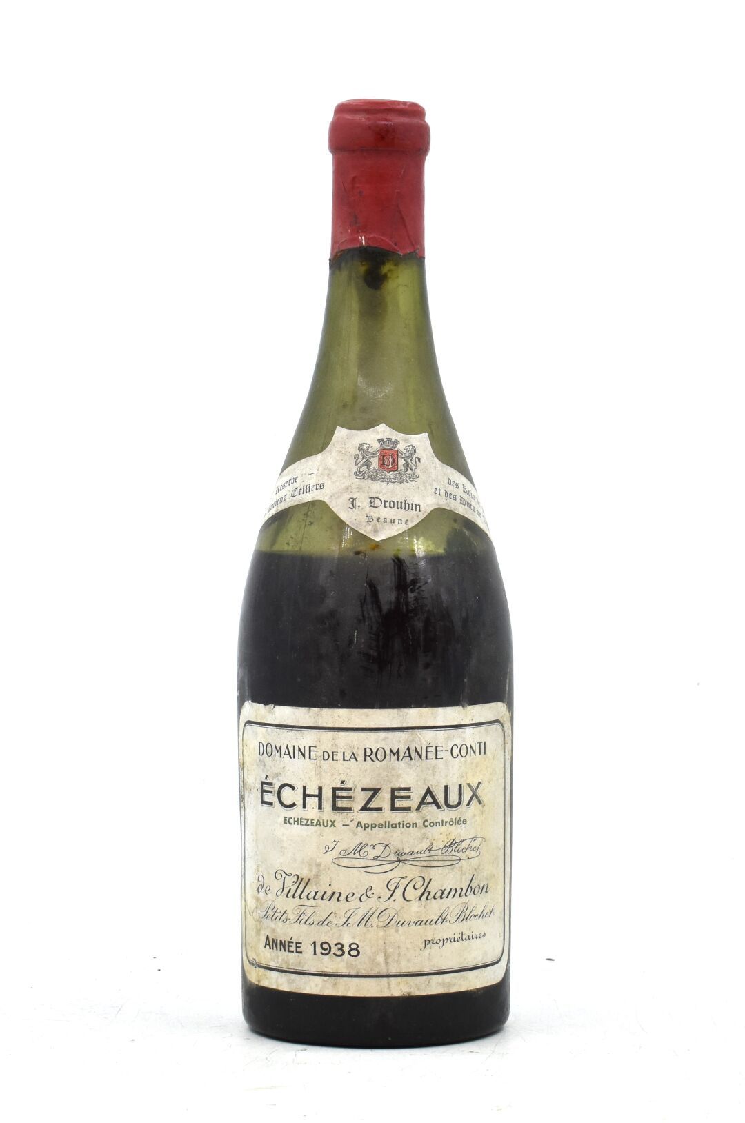 Null 1瓶Echézeaux。1938.罗曼尼-康帝酒庄把约瑟夫-德鲁安。 
水平：胶囊下-9.5厘米。 

出处：从凡尔赛的一个私人酒窖中重新发现的
