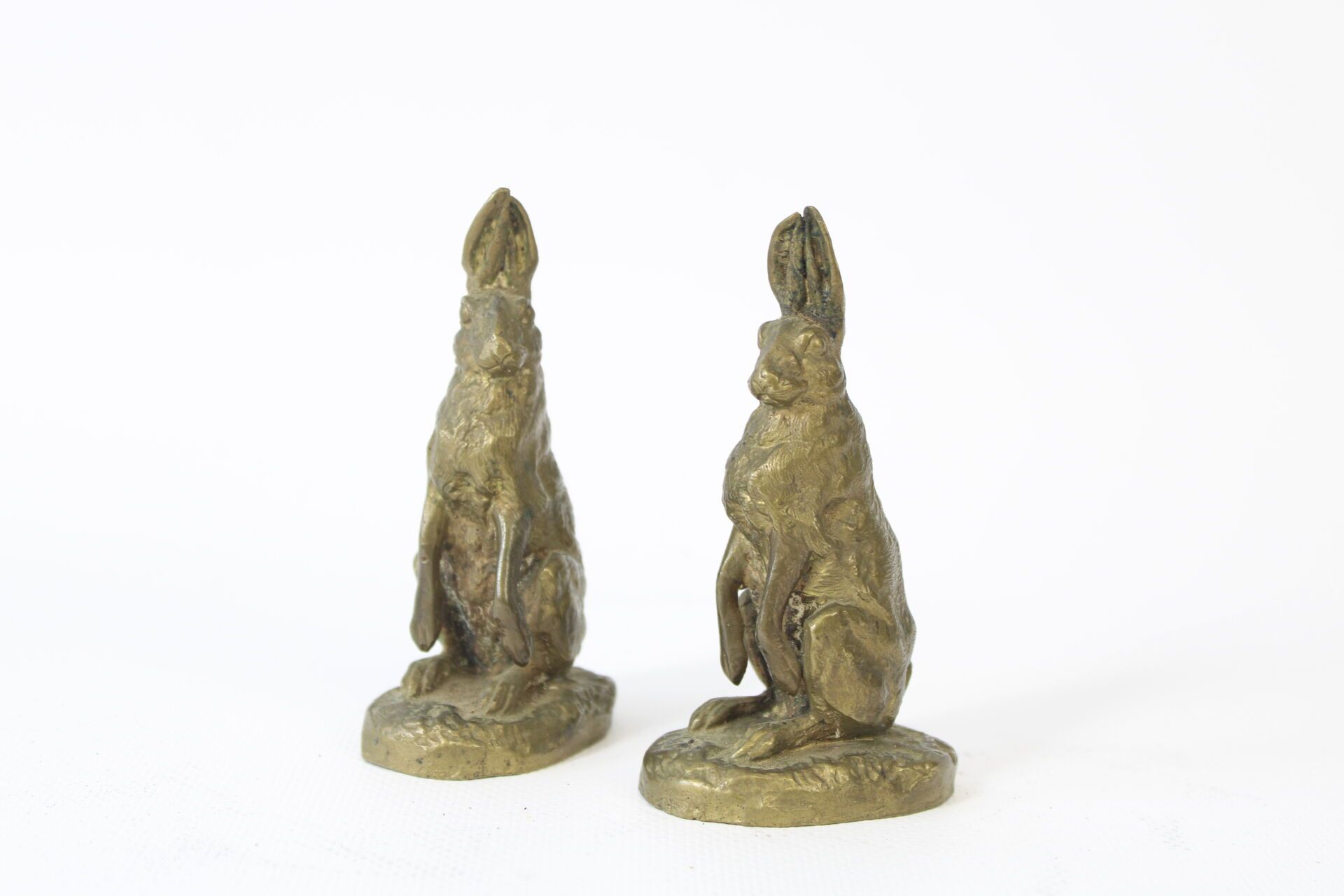 Null Alfred DUBUCAND (1828-1894).
Paire de lièvres en bronze, signés sur la terr&hellip;