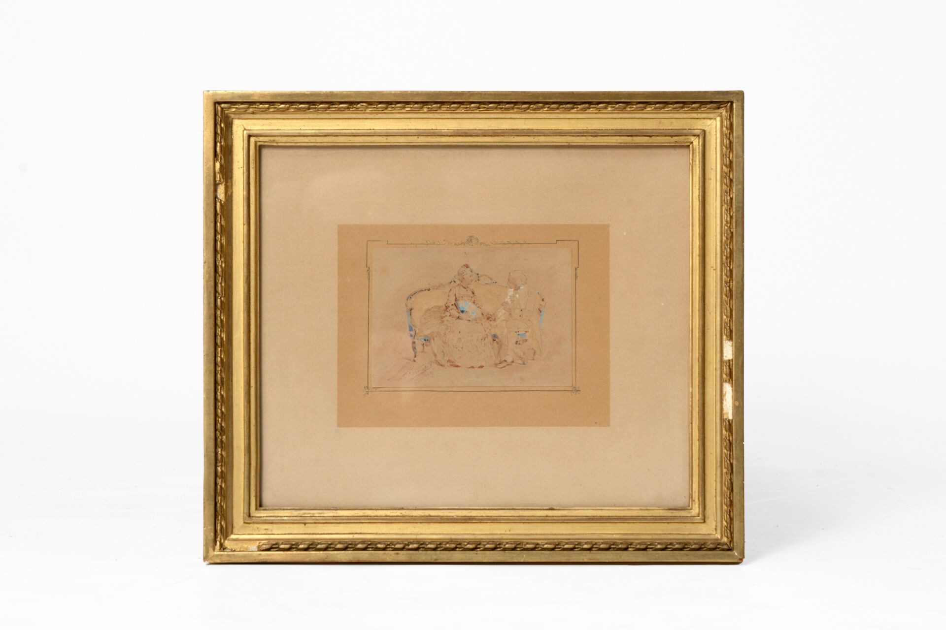 Null Emile NOIROT (1853-1924),
Scène galante, crayon et aquarelle sur papier. Si&hellip;
