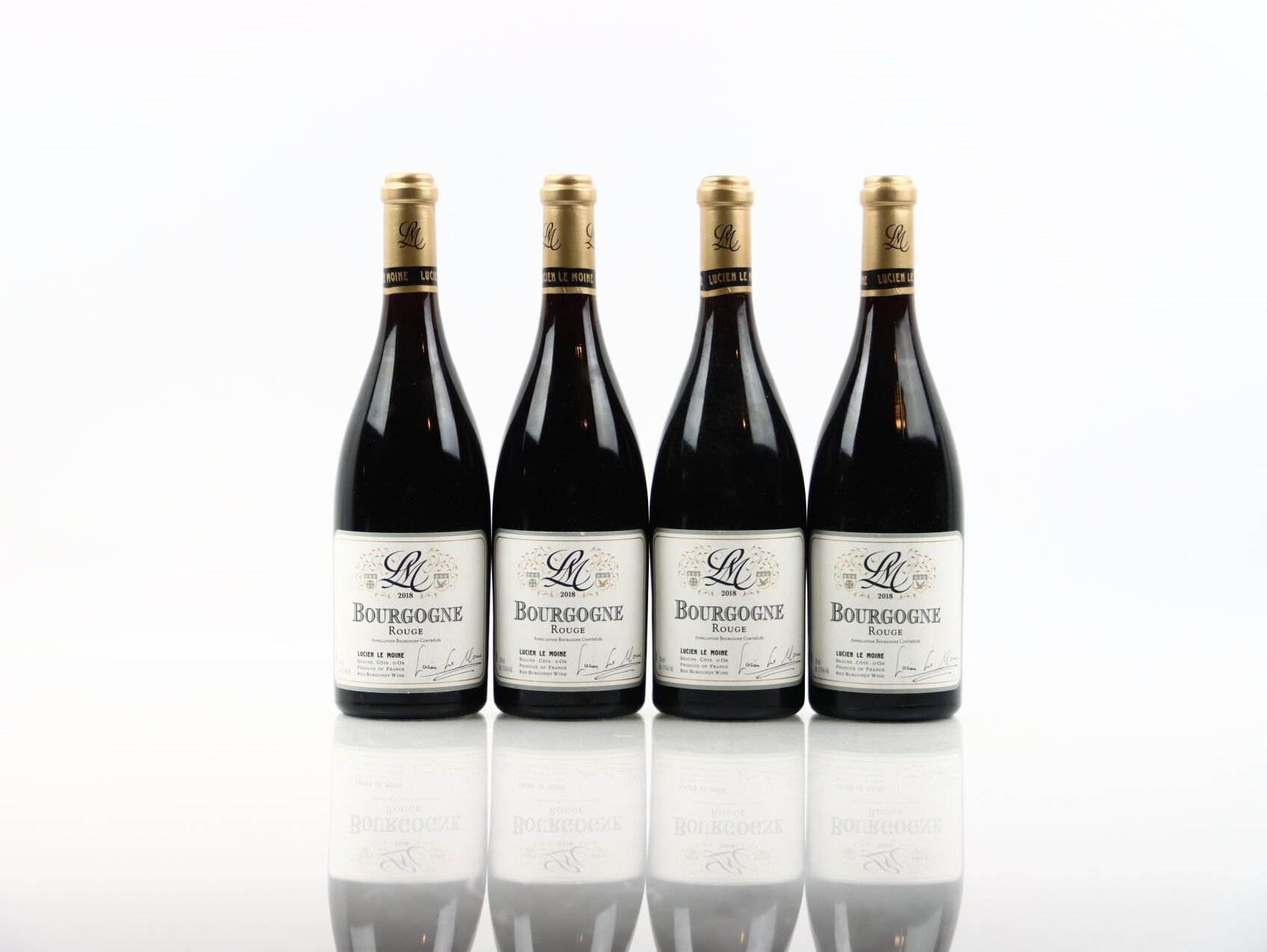 Null 4 Flaschen roter BOURGOGNE 2018 vom Weingut Lucien LE MOINE.