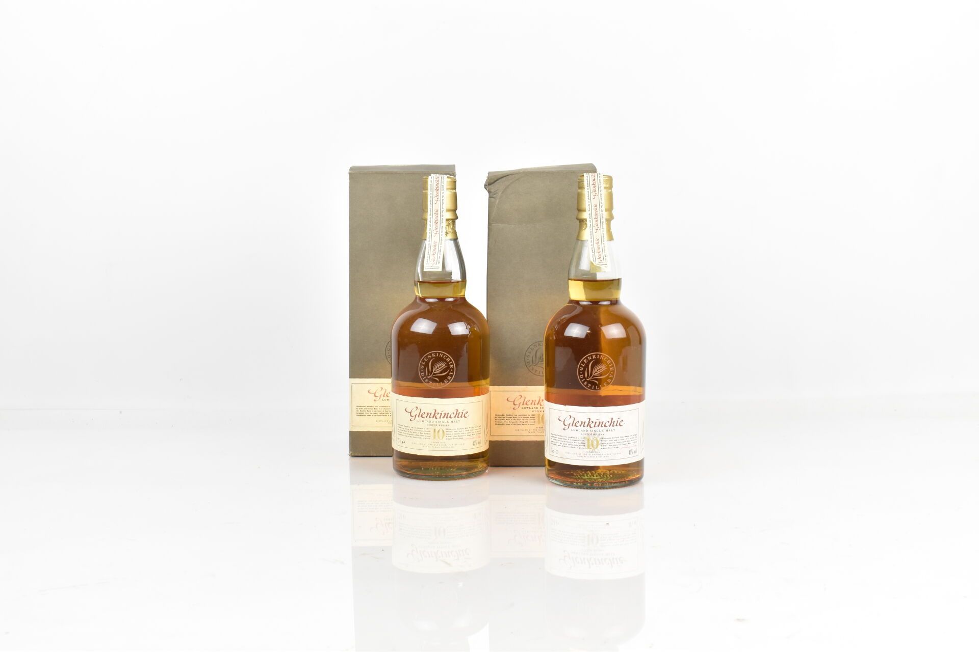 Null 2 bouteilles de WHISKY GLENKINCHIE 10 ans - Lowland Single Malt. 43° vol - &hellip;